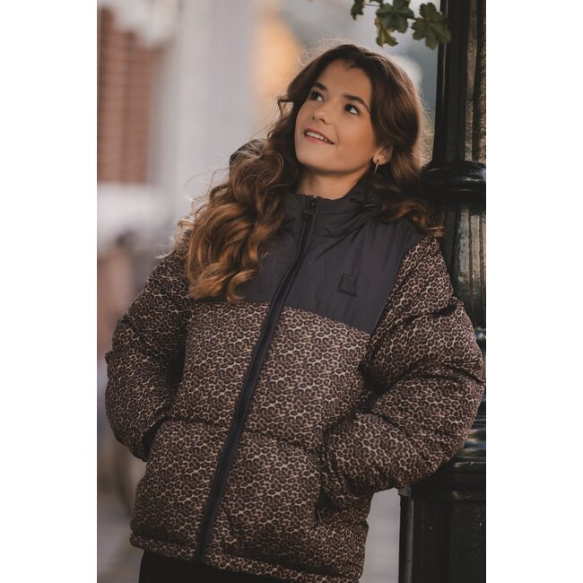 LOOXS 10sixteen winter jas meisjes - bruin/zwart - panter