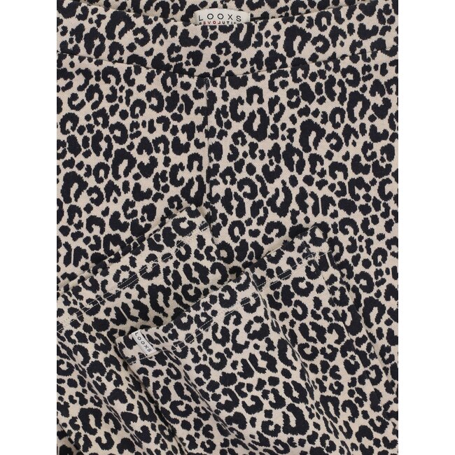 LOOXS Little winter broek meisjes - zand - luipaard/jaquard