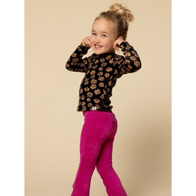 LOOXS Little winter velvet broek meisjes - roze- rib