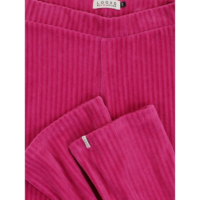 LOOXS Little winter velvet broek meisjes - roze- rib