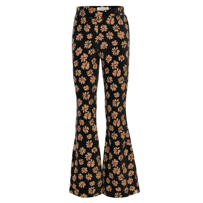LOOXS Little winter velvet flare broek meisjes - zwart - bloem