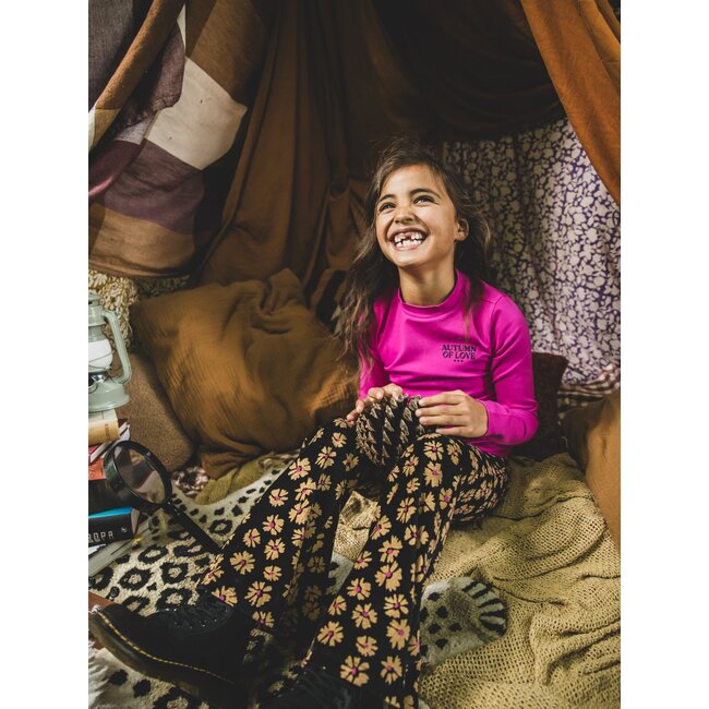 LOOXS Little winter velvet flare broek meisjes - zwart - bloem