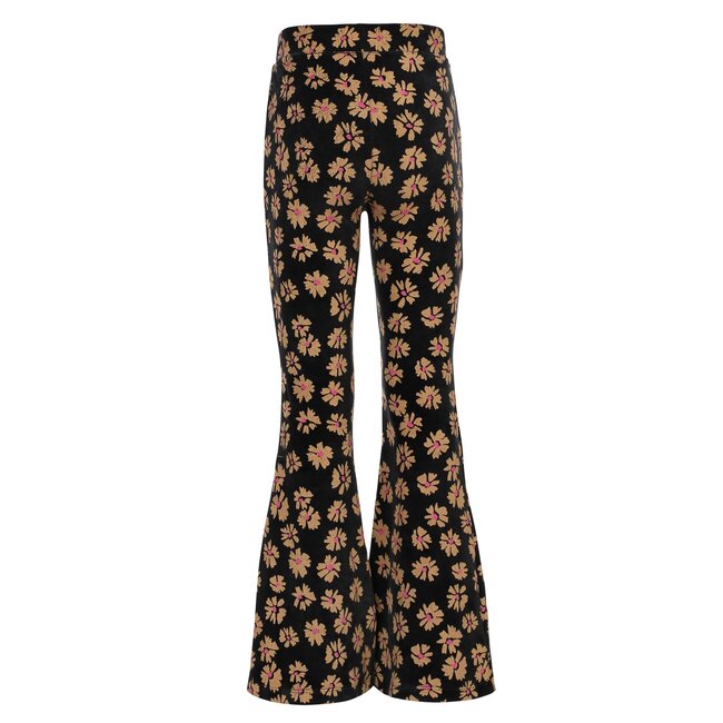 LOOXS Little winter velvet flare broek meisjes - zwart - bloem