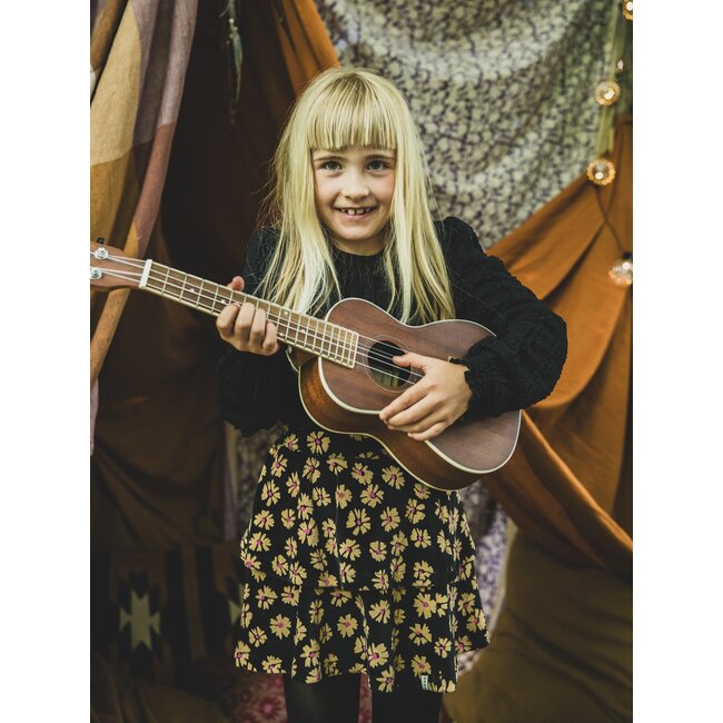 LOOXS Little winter velvet flare rok meisjes - zwart - bloem