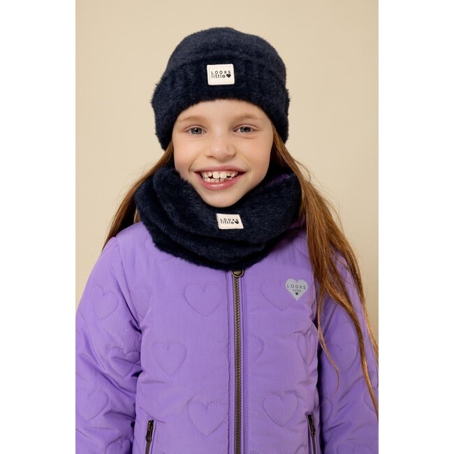 LOOXS Little winter muts meisjes - navy blauw - gebreid/bond