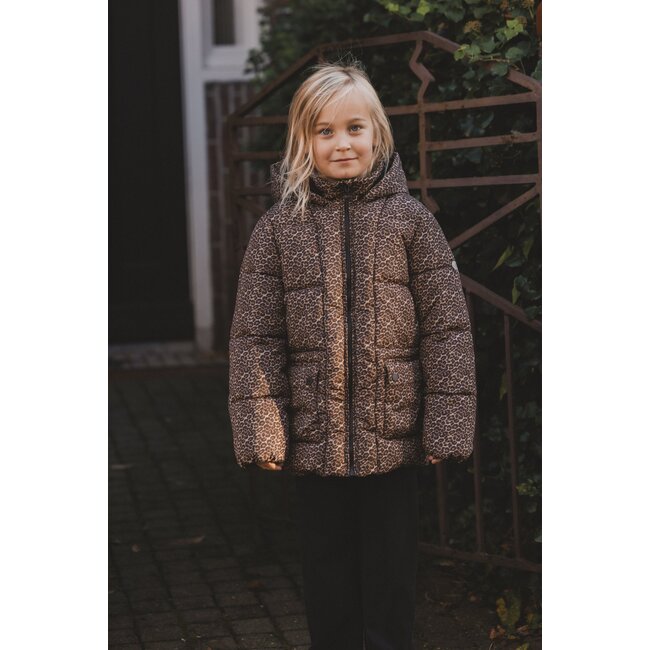 LOOXS Little winter jas meisjes - bruin/zwart - panter