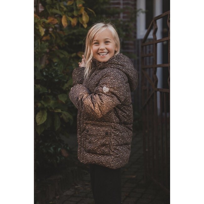 LOOXS Little winter jas meisjes - bruin/zwart - panter