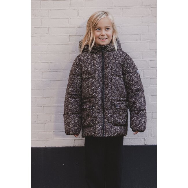 LOOXS Little winter jas meisjes - bruin/zwart - panter