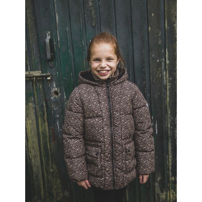 LOOXS Little winter jas meisjes - bruin/zwart - panter