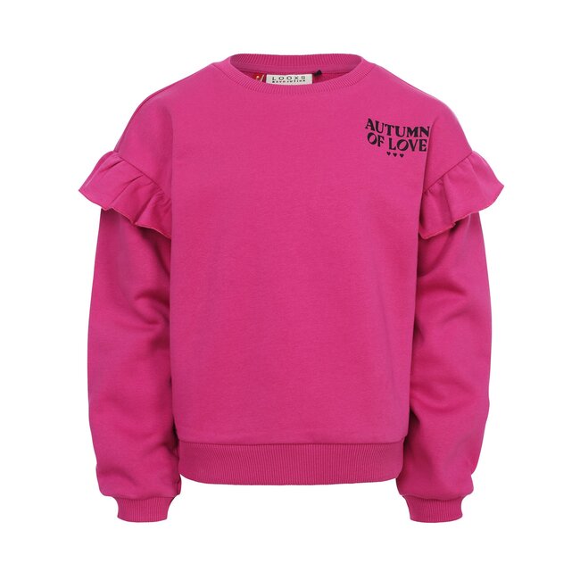 LOOXS Little winter sweater meisjes - roze - ruffle