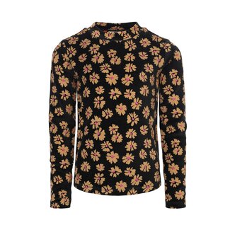 LOOXS Little winter velvet top meisjes - zwart - bloem LOOXS Little winter velvet top meisjes - zwart - bloem