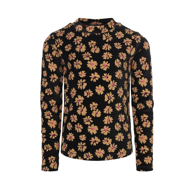 LOOXS Little winter velvet top meisjes - zwart - bloem