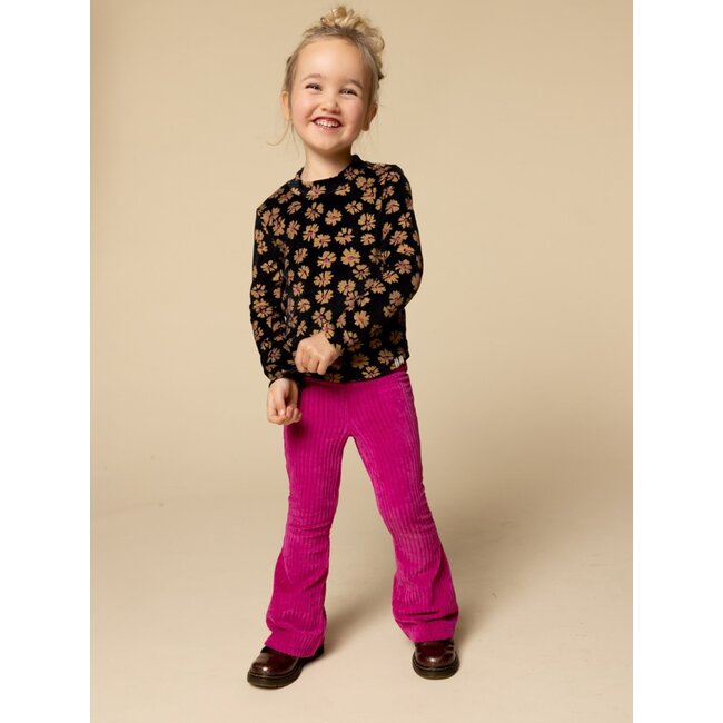 LOOXS Little winter velvet top meisjes - zwart - bloem