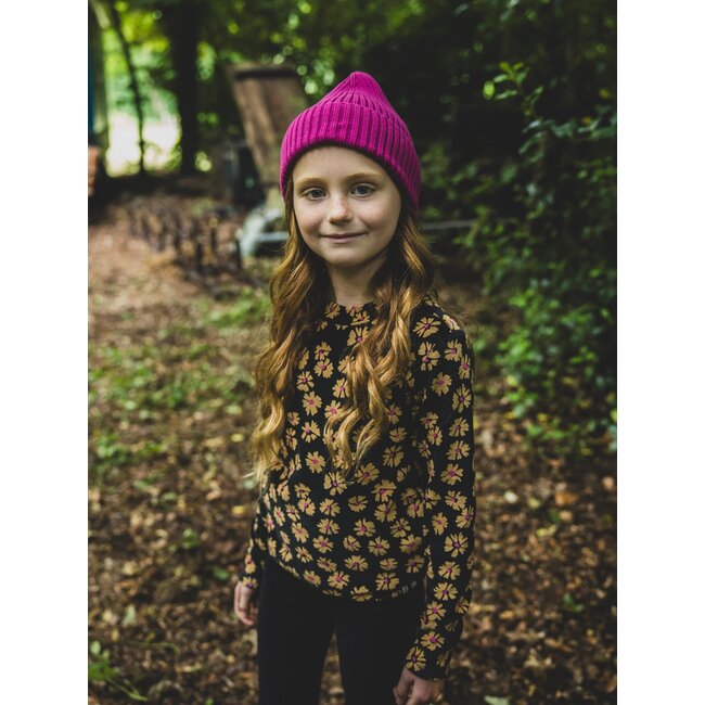 LOOXS Little winter velvet top meisjes - zwart - bloem