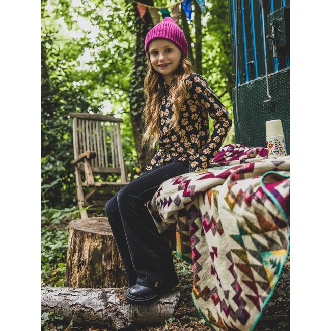 LOOXS Little winter velvet top meisjes - zwart - bloem