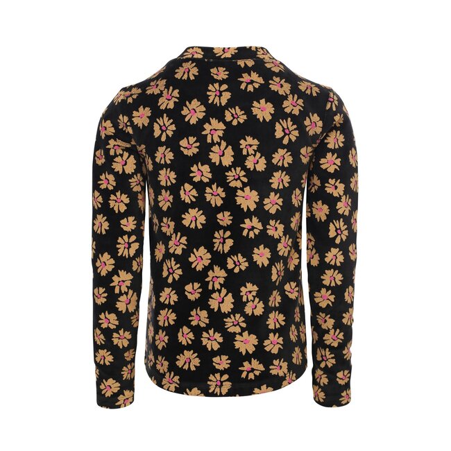 LOOXS Little winter velvet top meisjes - zwart - bloem