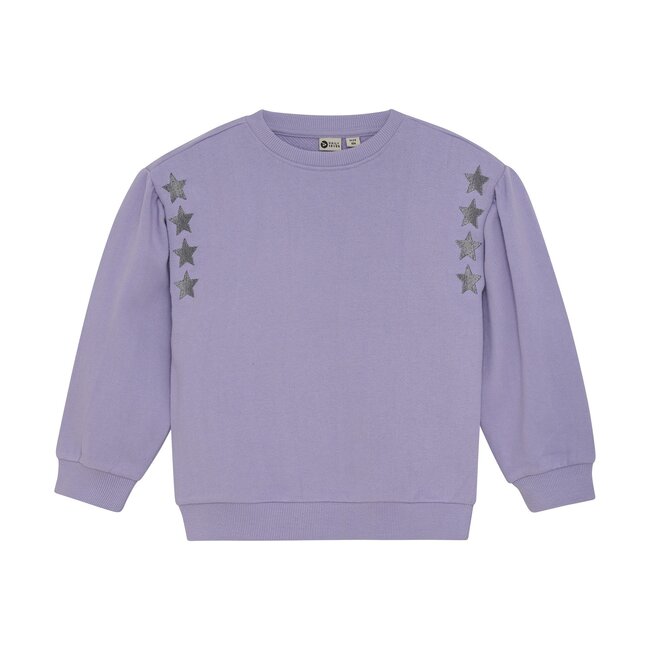 Daily7 winter sweater meisjes - paars - borduursel op mouw
