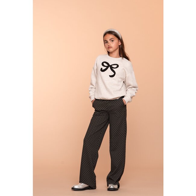 Geisha winter wide leg broek meisjes - zwart/wit - jacquard