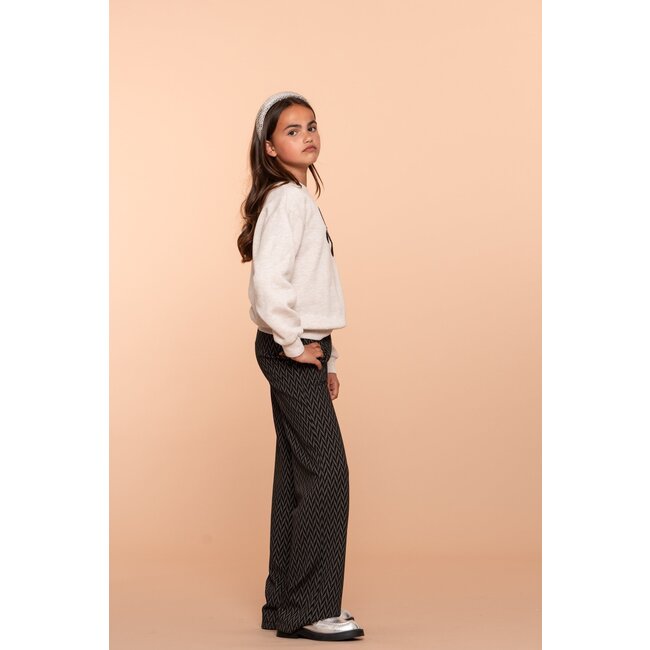 Geisha winter wide leg broek meisjes - zwart/wit - jacquard