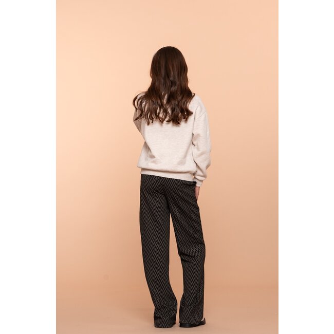 Geisha winter wide leg broek meisjes - zwart/wit - jacquard