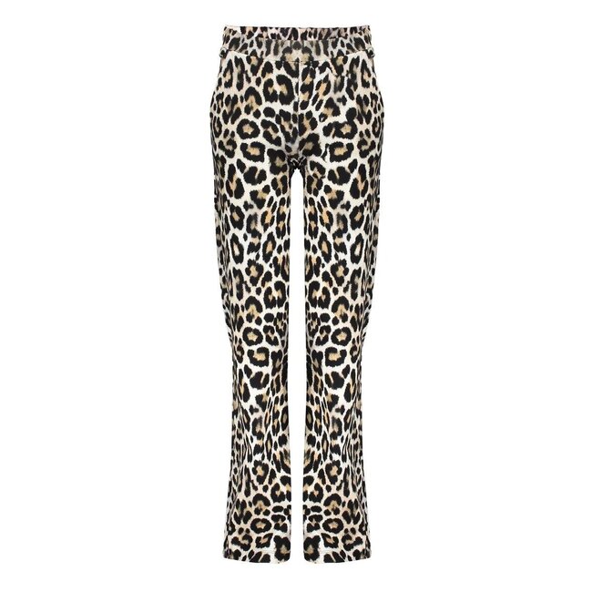Geisha winter wide broek meisjes - zwart/zand - AOP luipaard