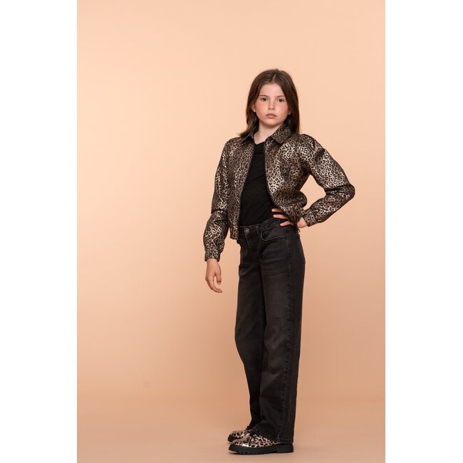 Geisha winter wide leg jeans meisjes - zwart