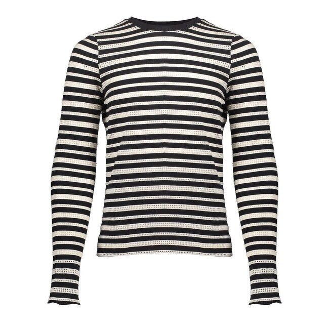 Geisha winter top meisjes - zwart/wit - ajour - longsleeve, gestreept