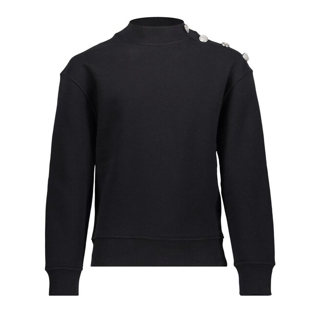 Geisha winter sweater meisjes - zwart - knopen op schouder