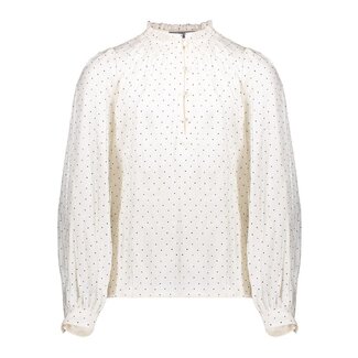 Geisha winter blouse meisjes - wit/zwart - shiny stippen