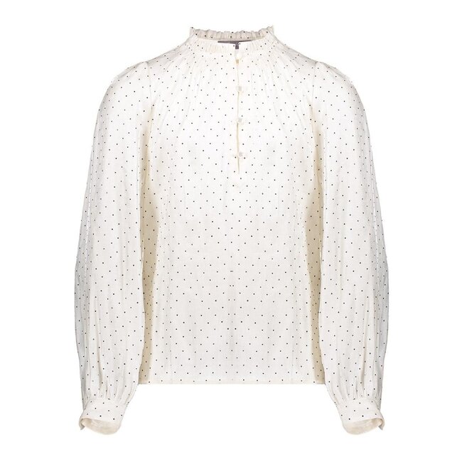 Geisha winter blouse meisjes - wit/zwart - shiny stippen