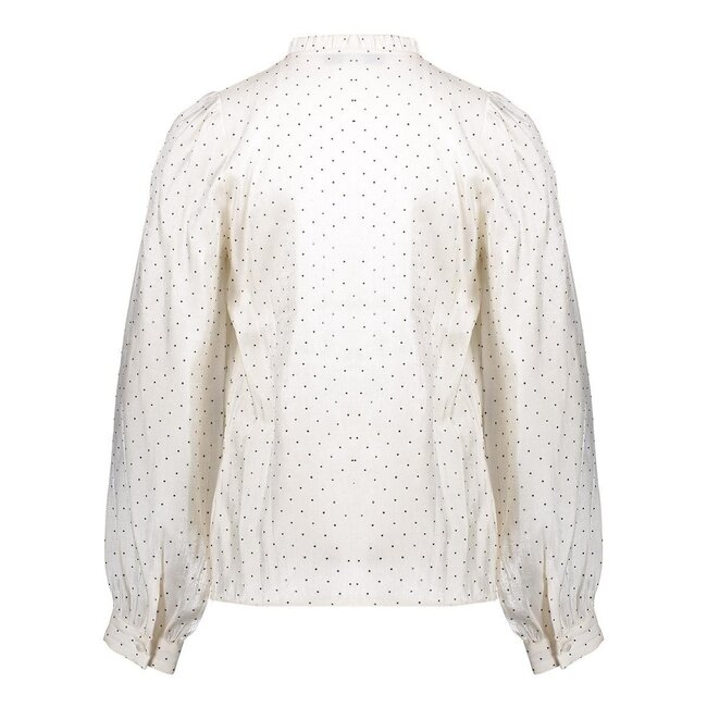 Geisha winter blouse meisjes - wit/zwart - shiny stippen