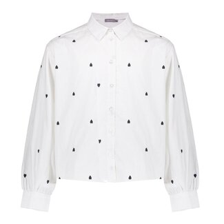 Geisha winter blouse meisjes - wit/zwart - harten