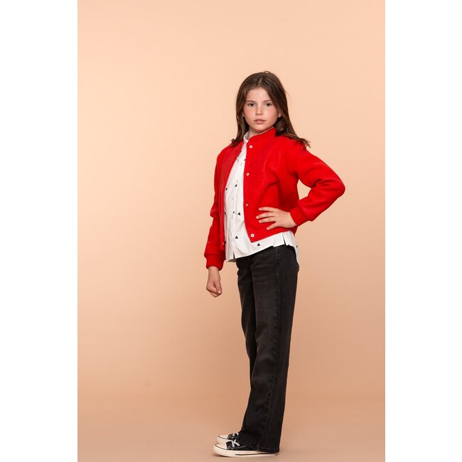 Geisha winter blouse meisjes - wit/zwart - harten