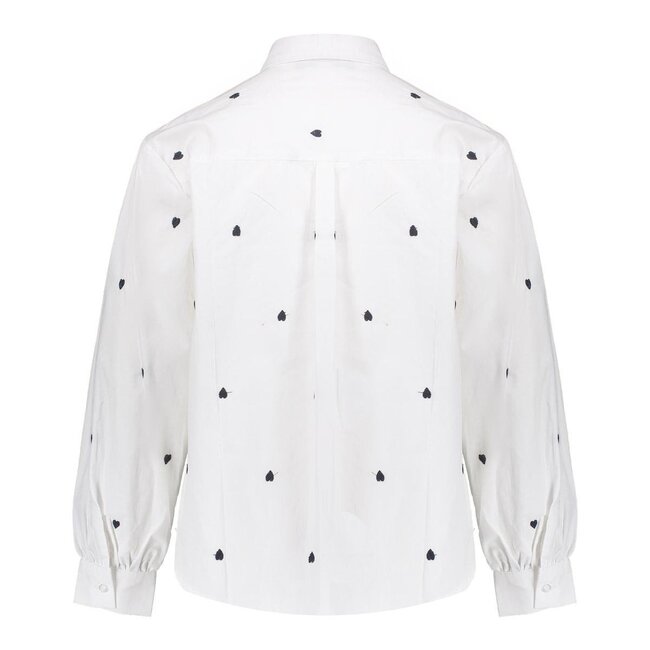 Geisha winter blouse meisjes - wit/zwart - harten