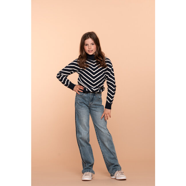 Geisha winter jeans meisjes - blauw - piping