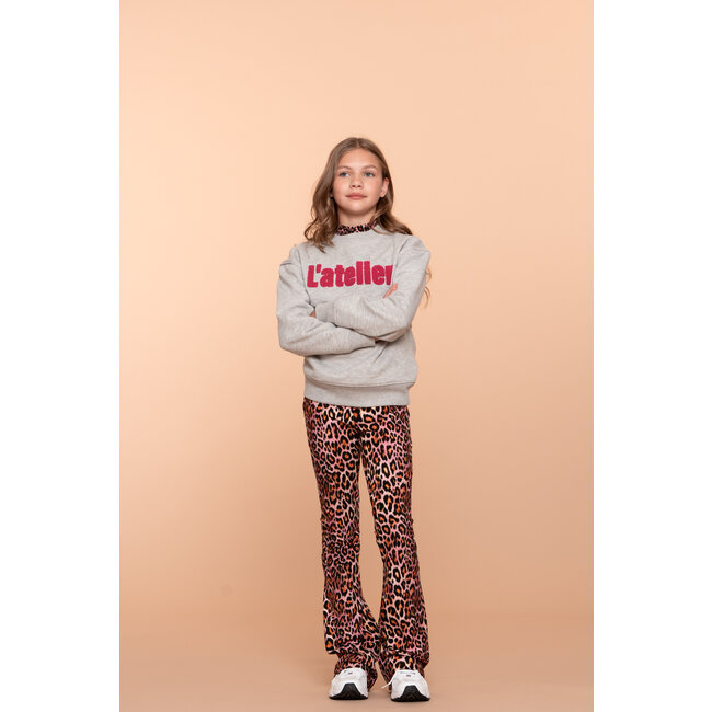 Geisha winter flare legging - roze/zwart - panter