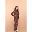 Geisha winter flare legging - roze/zwart - panter