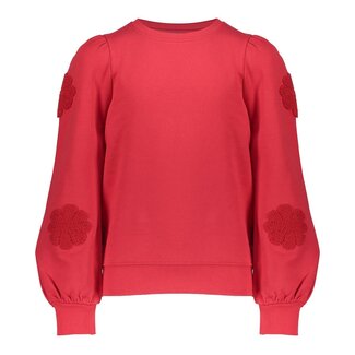 Geisha winter sweater meisjes - rood - bloemen op mouw