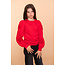 Geisha winter sweater meisjes - rood - bloemen op mouw