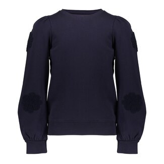 Geisha winter sweater meisjes - navy - bloemen op mouw