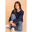 Geisha winter sweater meisjes - navy - bloemen op mouw