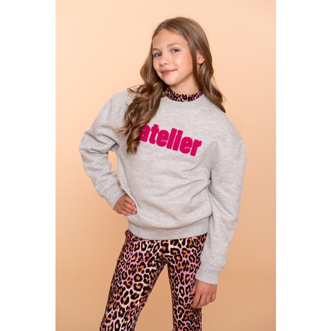 Geisha winter sweater meisjes - grijs/roze - atelier