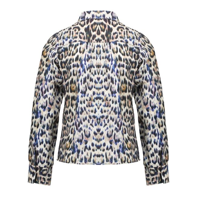 Geisha winter blouse meisjes - bruin/blauw/zwart - luipaard