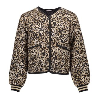 Geisha winter bomberjas meisjes - zwart/zand - luipaard
