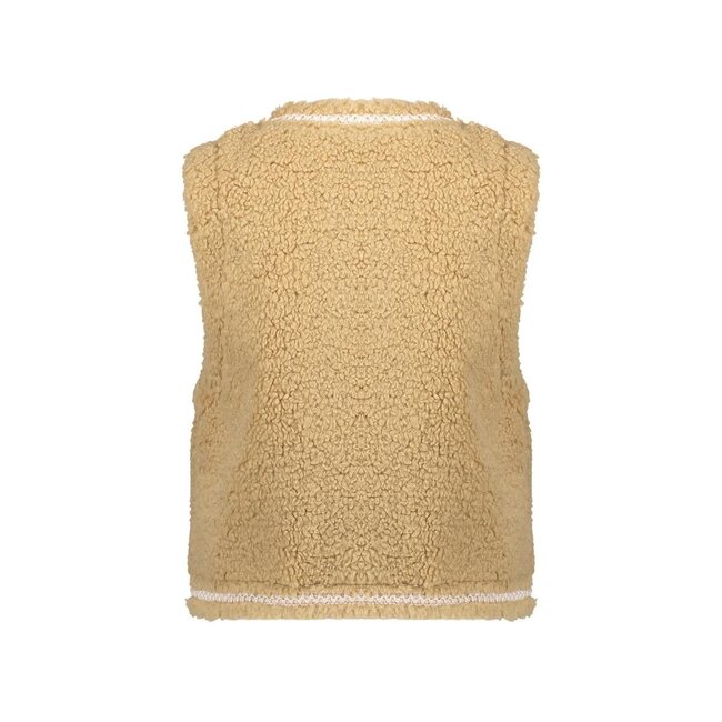 Geisha winter gilet meisjes - zand - zigzag, teddy borduursel