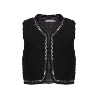 Geisha winter gilet meisjes - zwart - zigzag, teddy borduursel