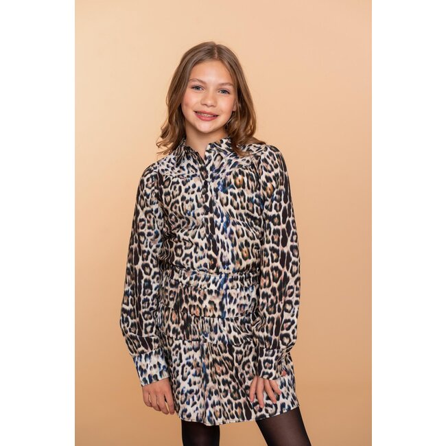 Geisha winter rok meisjes - bruin/blauw/zwart - luipaard