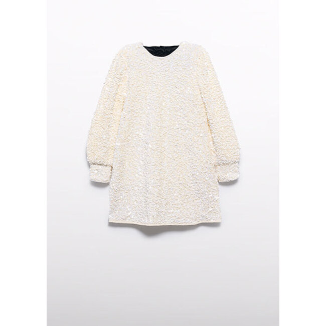 Abel & Lula winter jurk meisjes - wit - velvet - pailletten
