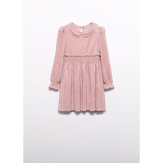 Abel & Lula winter jurk meisjes - roze - gebreid - geplooid
