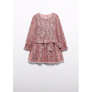 Abel & Lula winter jurk meisjes - roze - pailletten